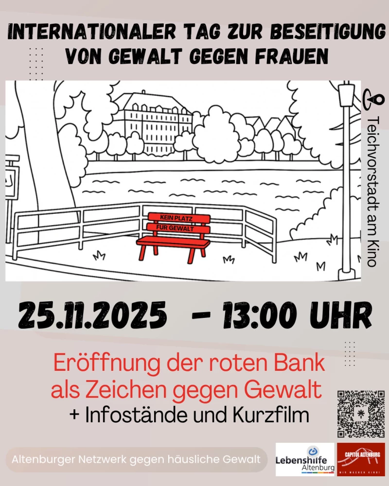 Rote Bank in Altenburg als Zeichen gegen Gewalt an Frauen | 