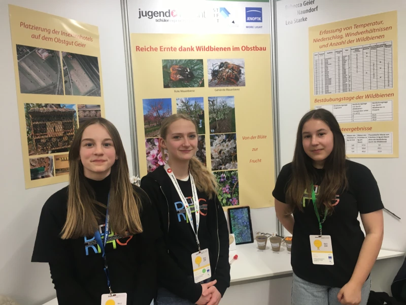 Landesfinale „Jugend forscht- Schüler experimentieren“ Erfolgreiche Ostthüringer Nachwuchsforscher | Stand "Reiche Ernte dank Wildbienen im Obstbau" - Platz 1