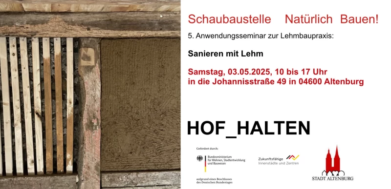 Anwendungsseminar zur Lehmbaupraxis – Sanieren mit Lehm | 