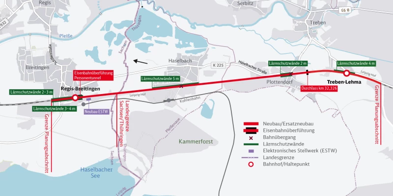 Umfangreiche Bauarbeiten Regis‑Breitingen – Treben‑Lehma (3. April–17. Mai 2026) | Bau­ab­schnitt Re­gis-Breit­in­gen – Tre­ben-Leh­ma ein­schließ­lich Bahn­hof Re­gis-Breit­in­gen
