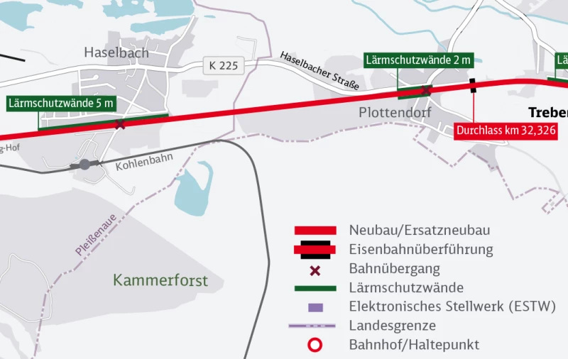 Sperrungen von Bahnübergängen in Haselbach und Plottendorf | Bauabschnitt Regis-Breitingen – Treben-Lehma einschließlich Bahnhof Regis-Breitingen