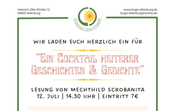 VorschauBild - Ein Cocktail aus heiteren Geschichten & Gedichten: Lesung im Botanischen Erlebnisgarten