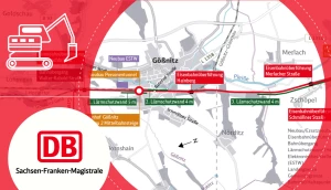 Bauarbeiten im Bereich des Bahnhofs Gößnitz im Februar 2026