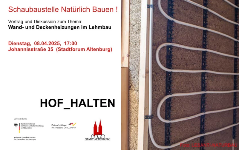 Natürlich Bauen: Vortrag und Diskussion zu Wand- und Deckenheizungen im Lehmbau | 