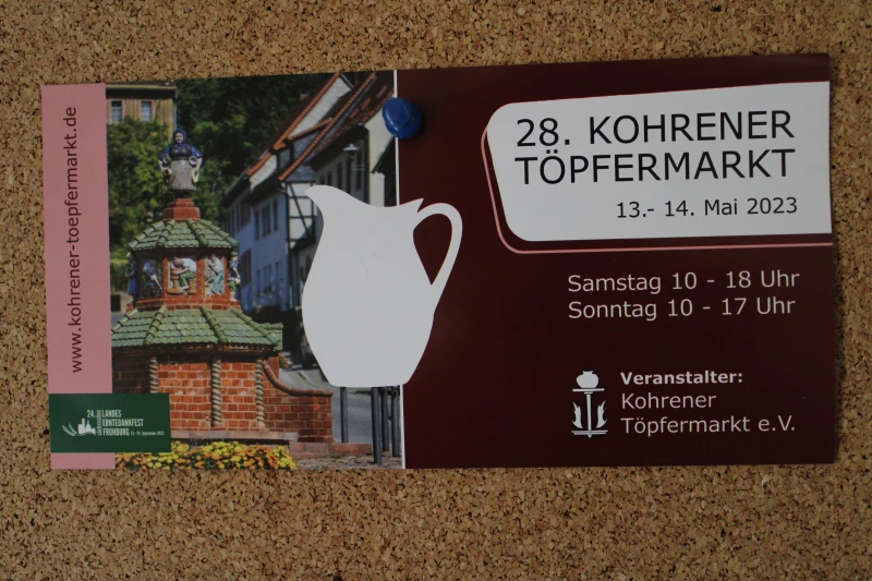 28. Kohrener Töpfermarkt am 13. und 14. Mai 2023  | Flyer zum 28. Töpfermarkt in Kohren-Sahlis