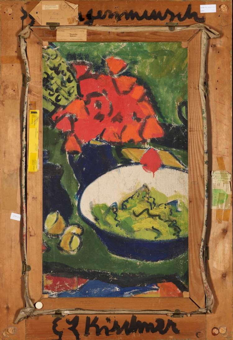 Ernst Ludwig Kirchner, Stillleben mit Gemüsetopf, Rückseite von „Schlangenmensch“, um 1910, Foto: punctum, Bertram Kober&nbsp;