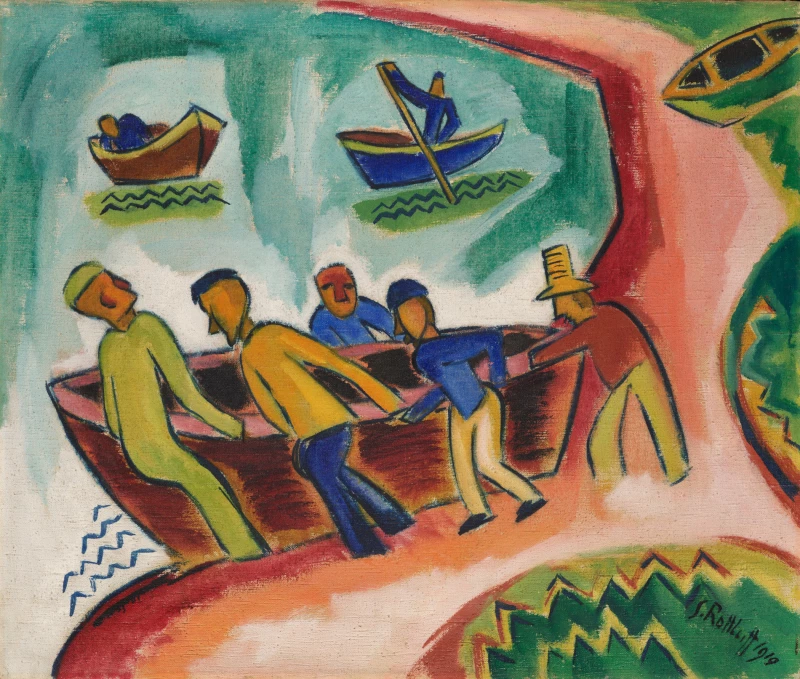 Kirchner, Pechstein, Werefkin - Meisterwerke aus der Sammlung Peltzer | Karl Schmidt-Rottluff, Fischer am Boot, 1919 [c] VG Bild-Kunst, Bonn 2023
