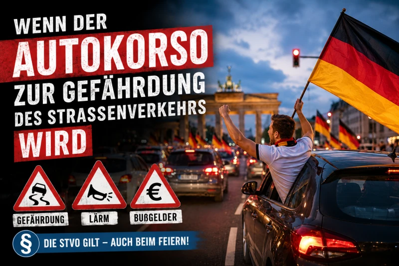 Wenn der Autokorso zur Gefährdung des Straßenverkehrs wird | Bild wurde mit KI generiert und dient lediglich zur Veranschaulichung.