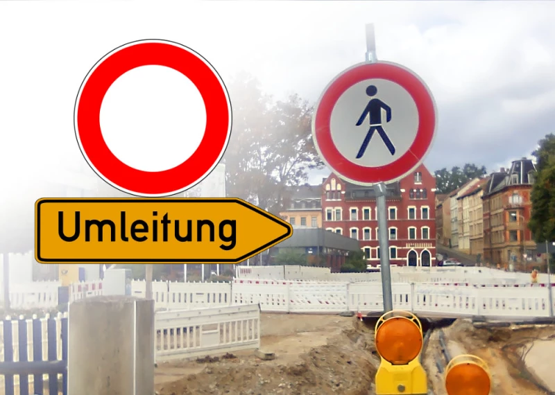 <span>Altenburg: Auf den Röhren drei&nbsp;</span><span>Tage gesperrt</span> | Symbolbild Straßensperrungen Füßgänger