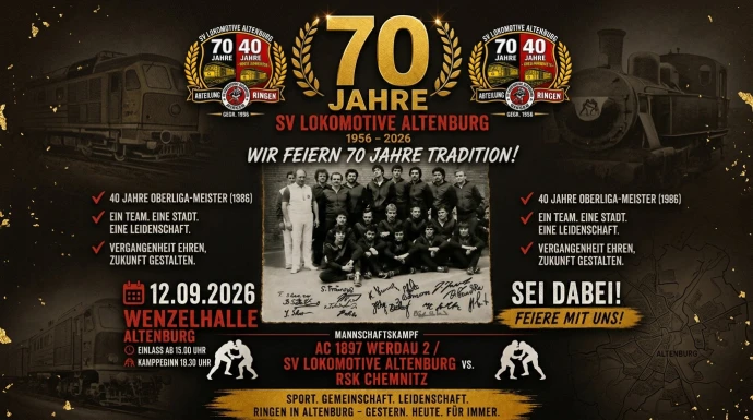 VorschauBild - 70 Jahre Ringen in Altenburg: SV Lokomotive feiert Jubiläum mit großem Heimkampf