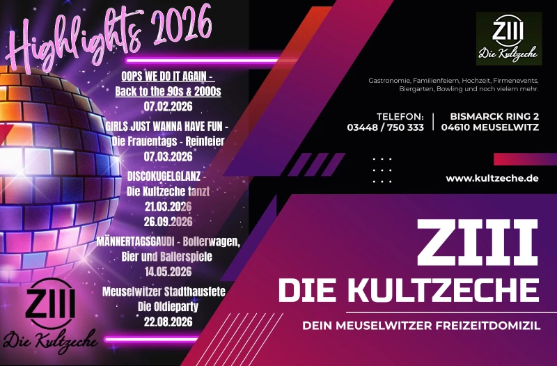 Event-Highlights 2026 in der Kultzeche Meuselwitz! | 