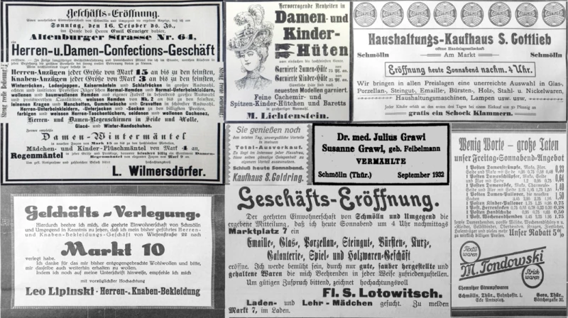 Das Leben jüdischer Einwohner in der Stadt Schmölln | Collage der verschiedenen Recherchen von Repkewitz