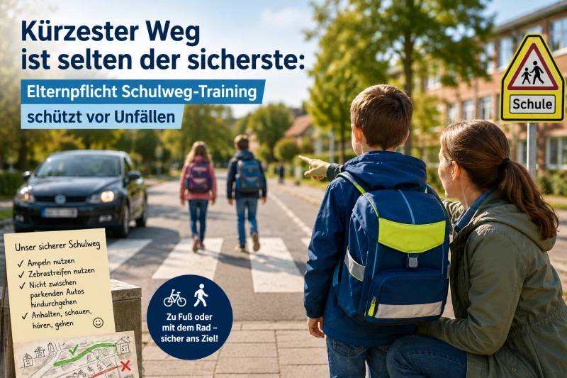 Kürzester Weg ist selten der sicherste: Schulweg-Training schützt vor Unfällen | 