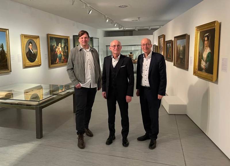 Jahrespressekonferenz der Altenburger Museen | v. l. n. r._Dr. Benjamin Spira, stv. Direktor der Altenburger Museen; Landrat Uwe Melzer, Vorsitzender der Altenburger Museen; Dr. Roland Krischke, Direktor der Altenburger Museen