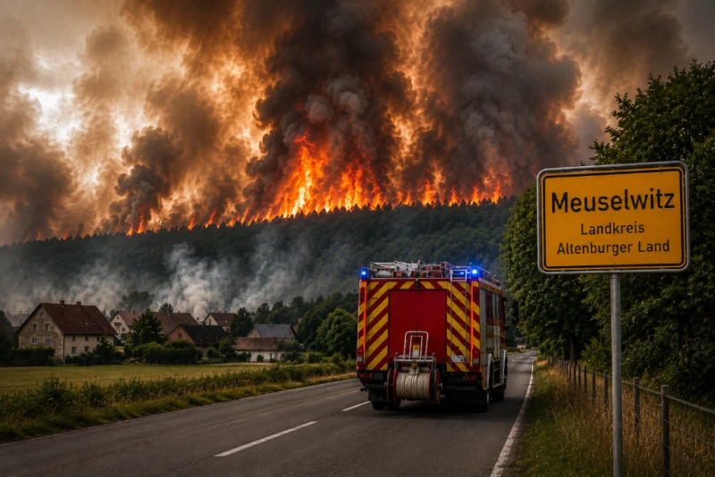 Feuerwehr bei Großbrand nahe Mumsdorf im Dauereinsatz | Bild wurde mit KI generiert und dient lediglich zur Veranschaulichung.