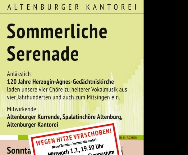 VorschauBild - Herzogin-Agnes-Gedächtniskirche feiert ihren 120. Geburtstag mit einem Festgottesdienst und der sommerlichen Serenade
