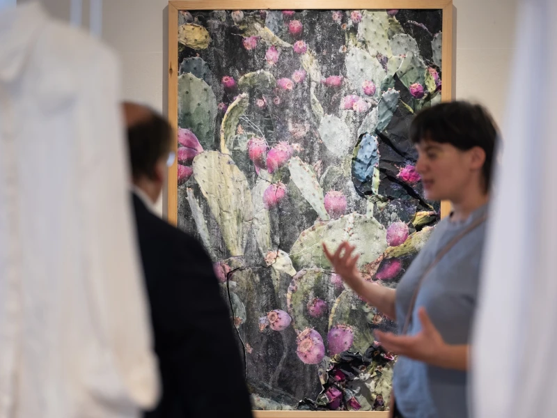Lindenau-Museum Altenburg lädt zu Führung und Offenen Werkstätten ein | Ausstellungsansicht „Lindenau-Förderpreis 2026“ (Ronny Aviram, Werde ich zu einer Salzsäule (Detail, Vordergrund), 2025; Ronny Aviram, Sabres/Zaun (Hintergrund), VG Bild-Kunst, Bonn 2026)