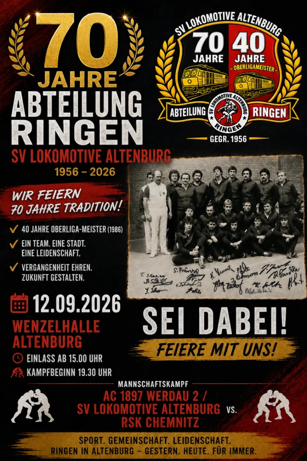 70 Jahre Ringen in Altenburg – Jubiläumstag mit Heimkampf