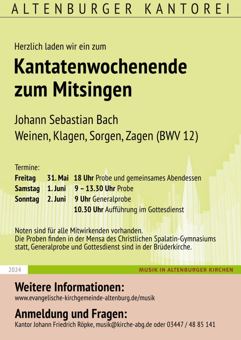 Altenburger Kantorei lädt zum Mitsingen ein | 
