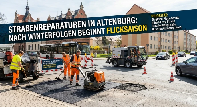 VorschauBild - Straßenreparaturen in Altenburg: Nach Winterfolgen beginnt Flicksaison
