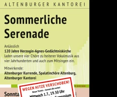 Herzogin-Agnes-Gedächtniskirche feiert ihren 120. Geburtstag mit einem Festgottesdienst und der sommerlichen Serenade